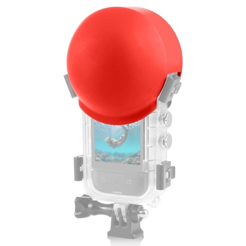 Silicone Dive Case Lens Guard for Insta360 X3 / X4 - Invisible and Protective - Red - Main Image