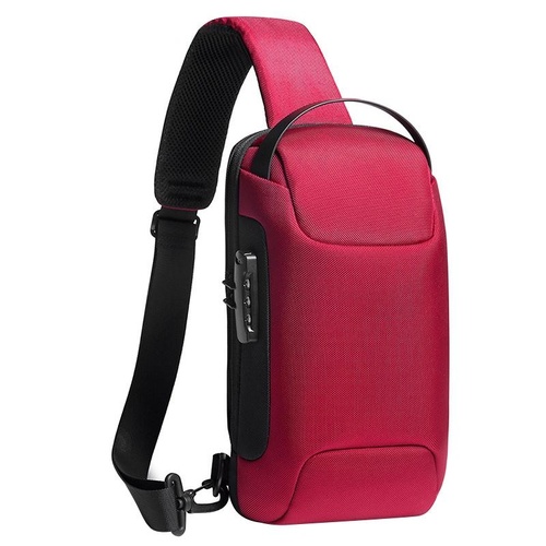 Waterproof Anti Theft Crossbody Chest Bag Men Oxford Cloth 34X18X10Cm - Red - Main Image