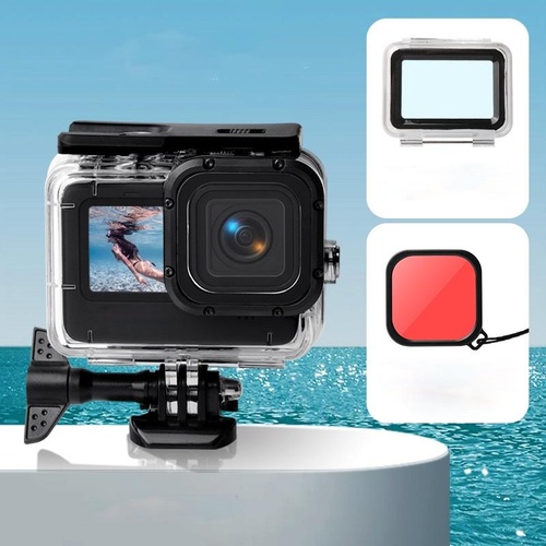 Waterproof Touch Case with Colour Lens Filter for Gopro Hero10 / Hero9 - Red - Main Image