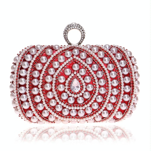 Stylish Pearl Handbag for Fashion Banquets and Parties - Red - Main Image