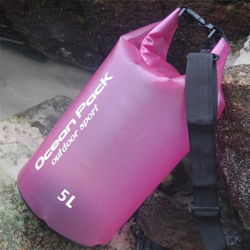Waterproof Single Shoulder Dry Bag Outdoor Pvc Barrel Dry Sack Capacity Under 50L - Rose Red - Main Image