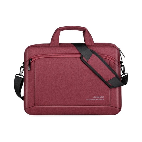 Portable 15 Inch Laptop Leather Handbag For Business Briefcase - Wine Red - Main Image