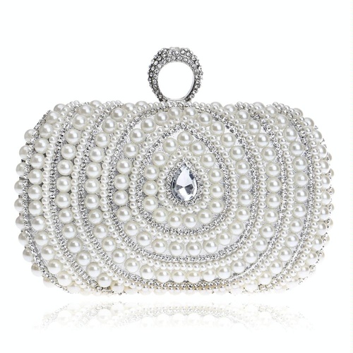 Stylish Pearl Handbag for Fashion Banquets and Parties - Silver - Main Image