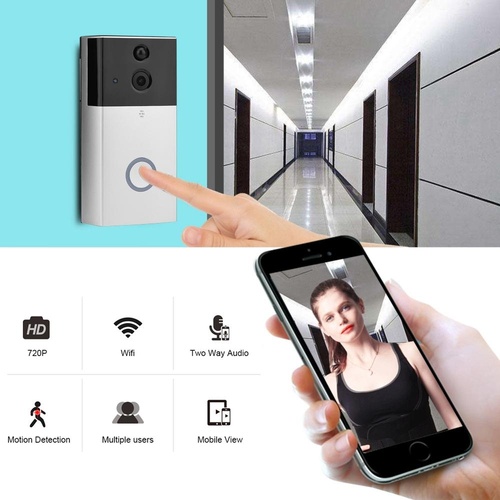 Smart Wifi Video Doorbell With Night Vision & Motion Detection - Silver - Main Image