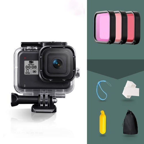 Waterproof Housing for Gopro Hero8 with Mount Filters Strap and Anti-fog Inserts - Main Image