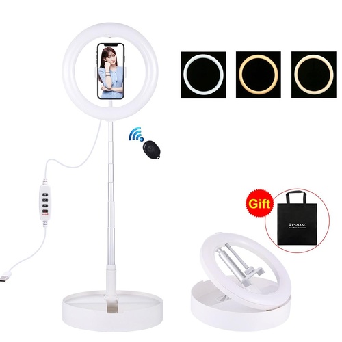 10.2 Dual-colour Led Ring Light with Usb Bluetooth Remote and Phone Holder - White - Main Image