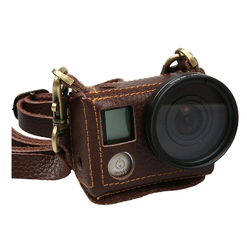 Genuine Leather Protective Case for Gopro Hero4 with Litchi Texture and Sling - Main Image