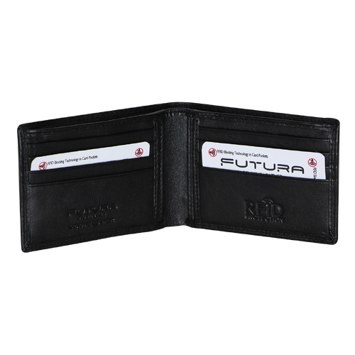 Futura Mens RFID Slim Genuine Leather Wallet - Black - Main Image