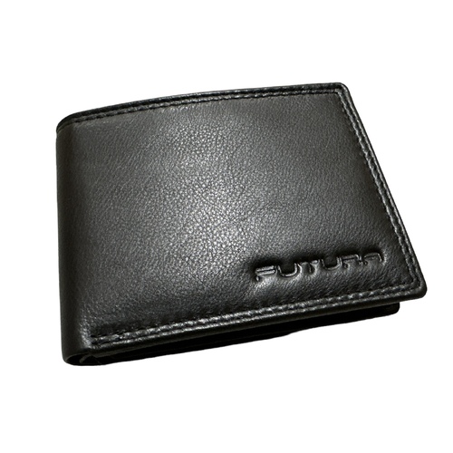 Futura Mens RFID Leather Fold Over Wallet w/ Gift Box - Black - Main Image