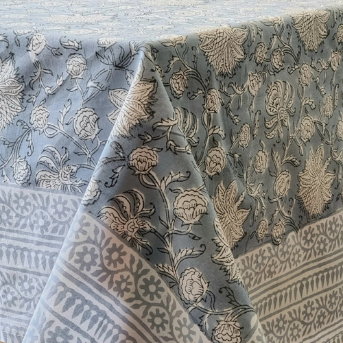 Rectangle Tablecloth Table Cover Flower Pattern Dining Table Cloth - Hamptons Blue - Main Image