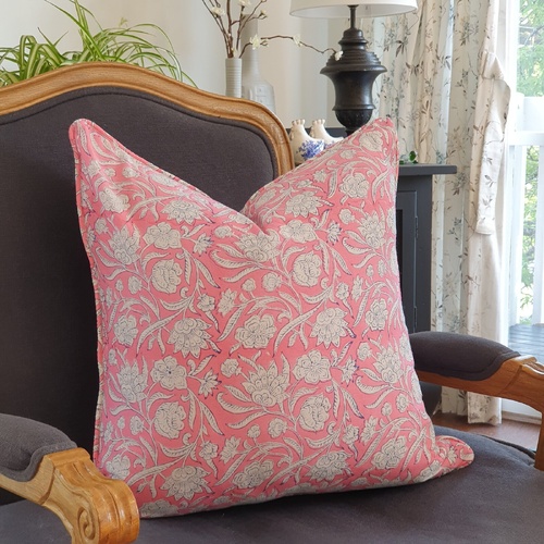 Kolka Pastel Pink Decorative Soft Cotton Voile Decorative Cushion - Pink - Main Image