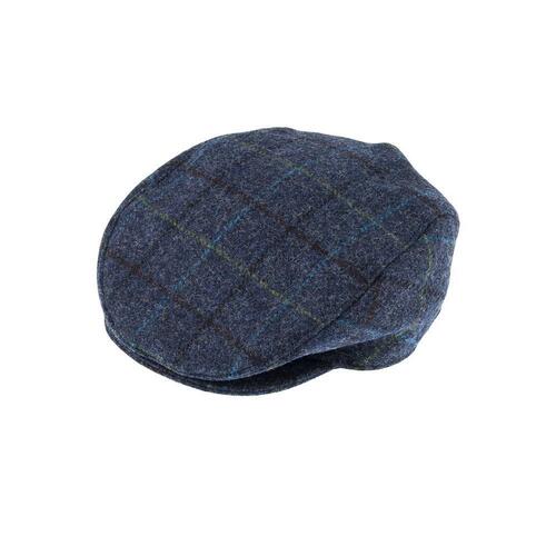 DENTS Abraham Moon Tweed Flat Cap Wool Ivy Hat Driving Cabbie Quilted 1-3038 - Blue - Large - Main Image