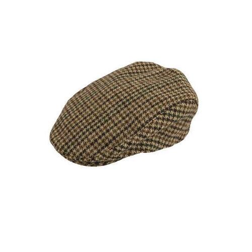 DENTS Abraham Moon Tweed Flat Cap Wool Ivy Hat Driving Cabbie Quilted 1-3038 - Brown - Large - Main Image