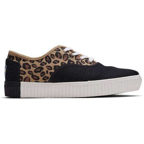 TOMS Womens Casual Canvas Shoes Sneakers Flats Low Cut - Black/Leopard - US Women 7 - Main Image