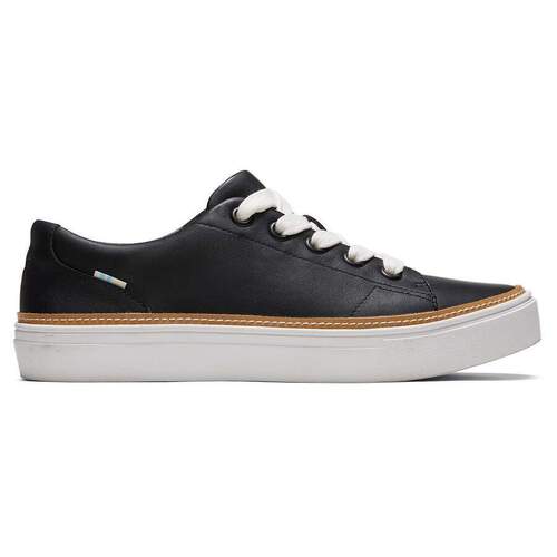 TOMS Womens Casual Leather Sneakers Shoes Lace Ups Low Cut - Black - US 7 - Main Image