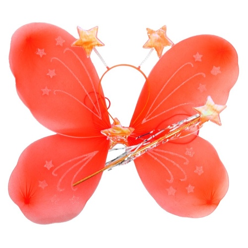 Girls Kids Angel Fairy Butterfly Wing Fancy Princess Party Costume Prop - Red - Main Image