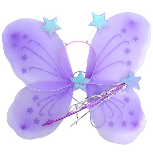 Girls Kids Angel Fairy Butterfly Wing Fancy Princess Costume Party Prop - Purple - Main Image