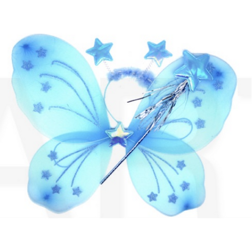 Girls Kids Angel Fairy Butterfly Wing Fancy Princess Dress Up Party Costume Prop - Blue - Main Image
