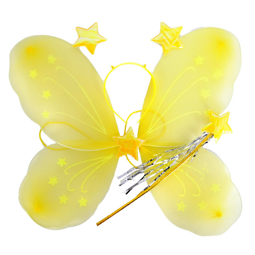 Girls Kids Angel Fairy Butterfly Wing Fancy Princess Dress Up Party Costume Prop - Yellow - Main Image
