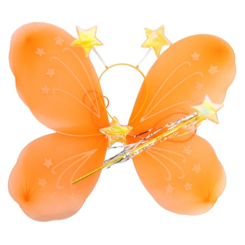 Girls Kids Angel Fairy Butterfly Wing Fancy Princess Party Costume Prop - Orange - Main Image