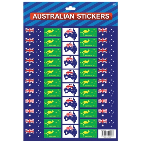 Australian Flag Stickers – A4 Sheet of Festive Stickers for Australia Day Celebrations - Main Image