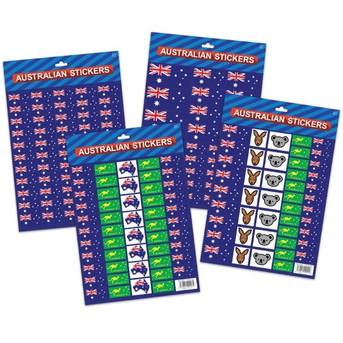 Australian Flag Stickers – 4x A4 Sheets of Festive Stickers for Australia Day Celebrations - Main Image