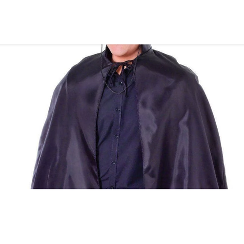 Black Adult Cape Costume Halloween Cloak Bandit Vampire Witch Wizard Fancy Dress - Main Image
