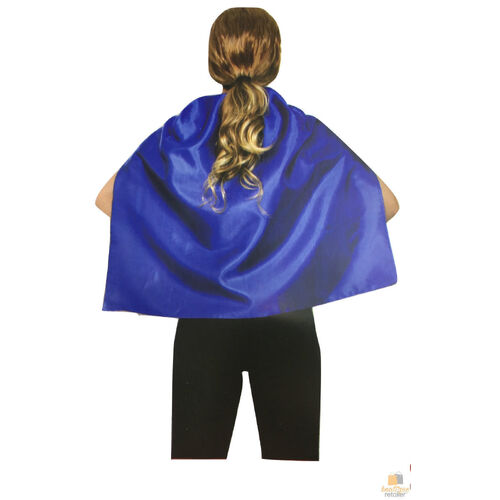 SHORT CAPE Kids Childrens Party Costume Vampire Coat School Team Colours - Blue - Main Image