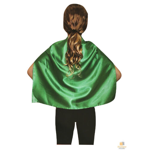 SHORT CAPE Kids Childrens Party Costume Vampire Coat School Team Colours - Green - Main Image