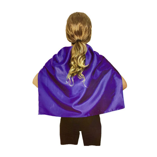 SHORT CAPE Kids Childrens Party Costume Vampire Coat School Team Colours - Purple - Main Image