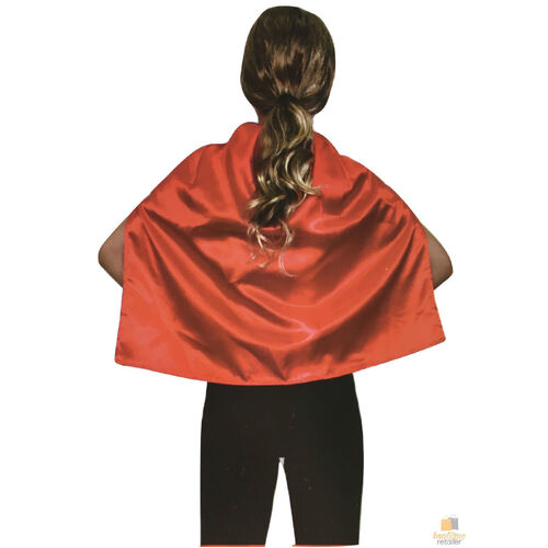 SHORT CAPE Kids Childrens Party Costume Vampire Coat School Team Colours - Red - Main Image