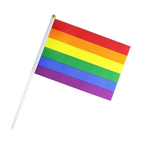 Rainbow Gay Pride Stick Flag Hand Held Mini Flag LGBT Rainbow Flag - 1 Flag - Main Image