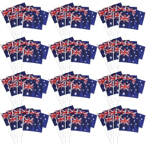12x Australian Hand Flags – Set of 8 (14cm x 21cm) – Perfect for Australia Day Celebrations - Main Image