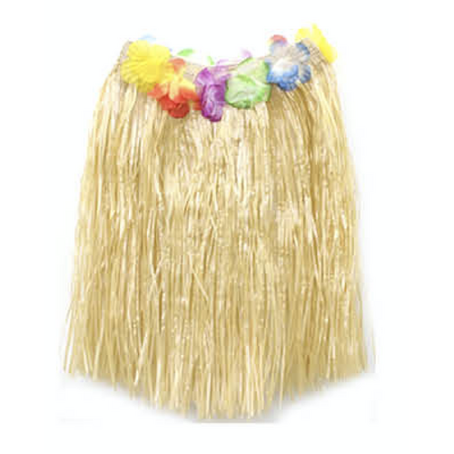 40cm HAWAIIAN HULA SKIRT Tropical Costume Dress Lei Grass Flower Party Adult - Natural - Main Image