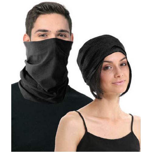 Seamless Tube Bandana Head Scarf Face Cover Mask Gaiter Ski Snow - Plain Colours - Black - Main Image