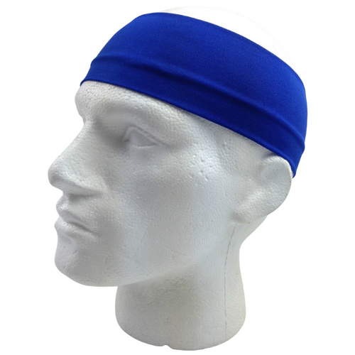 PLAIN HEADBAND Elastic Stretch Sports Yoga Hair Band Unisex 8cm Wide Wrap - Blue - Main Image