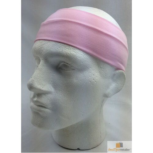 PLAIN HEADBAND Elastic Stretch Sports Yoga Hair Band Unisex 8cm Wide Wrap - Light Pink - Main Image