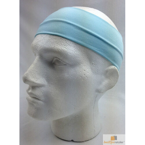 PLAIN HEADBAND Elastic Stretch Sports Yoga Hair Band Unisex 8cm Wide Wrap - Sky Blue - Main Image