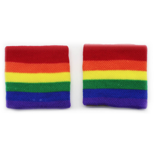2x RAINBOW WRISTBANDS Gay Lesbian Pride LGBT Mardi Gras Party - Main Image