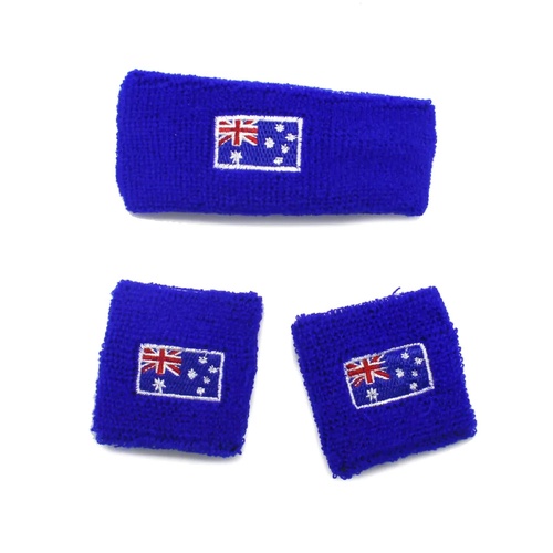 Australia Day Australian Flag Head Hand & Wrist Band Set Sweatband Accessories - Main Image