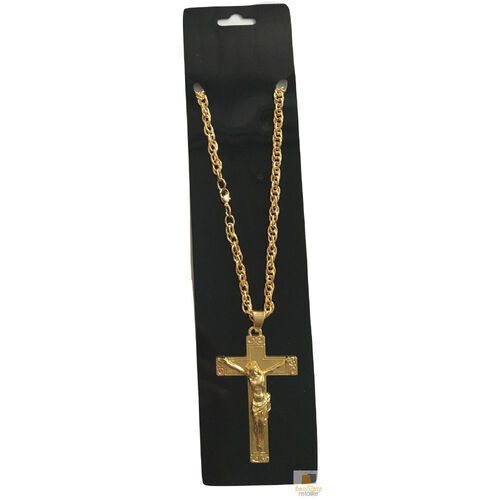 Jesus Christ Metal Necklace Chain Pendant Chain Jewellery Crucifix - Gold - Main Image