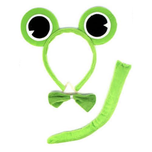 FROG HEADBAND w Bow Tail Animal Costume Halloween Party Hair Accessory - Main Image