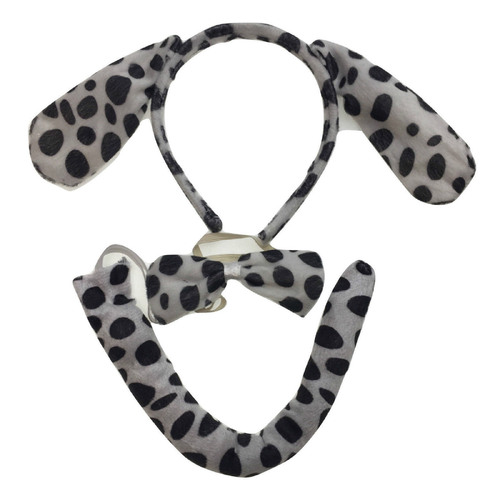 3pcs DOG EAR HEADBAND w Bow Tail Animal Costume Halloween Party Hair Dalmatian - Main Image