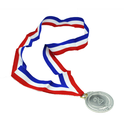 2nd METAL SILVER WINNER MEDALS Sports Day School 46cm Ribbon Olympics - Main Image