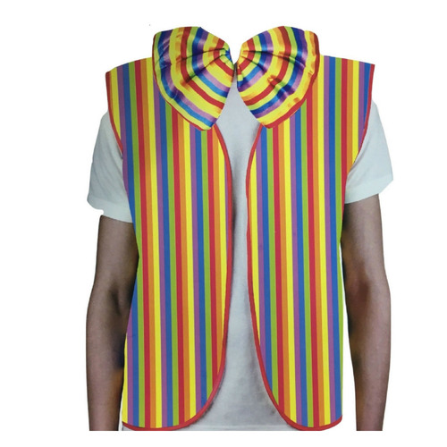 RAINBOW VEST & BOW TIE Set Kit Costume Jacket Yellow Fancy Dress Clown Party - Main Image
