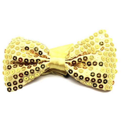 GLITTER SEQUIN BOW TIE Costume Fancy Dress Dance Fancy Shiny Party Bowtie - Yellow - Main Image