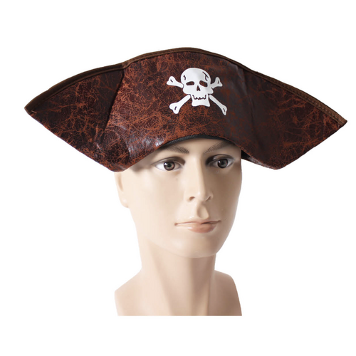 PIRATE HAT Costume Accessory Tricorn Captain Cap Halloween Fancy Dress Carribean - Main Image