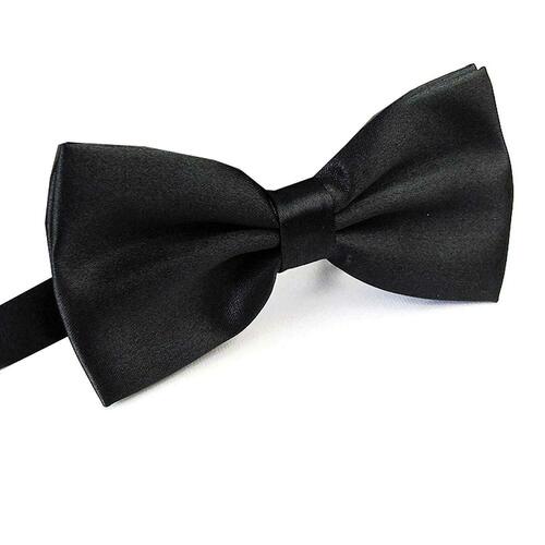 Mens BOW TIE Wedding Tuxedo Formal Bestman Necktie Classic Plain Party  - Black - Main Image