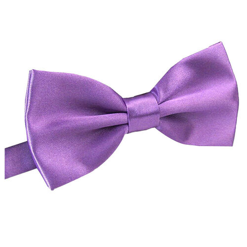 Mens BOW TIE Wedding Tuxedo Formal Bestman Necktie Classic Plain Party  - Purple - Main Image