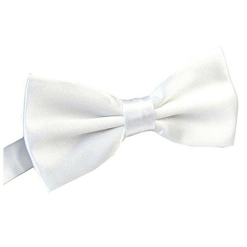 Mens BOW TIE Wedding Tuxedo Formal Bestman Necktie Classic Plain Party  - White - Main Image